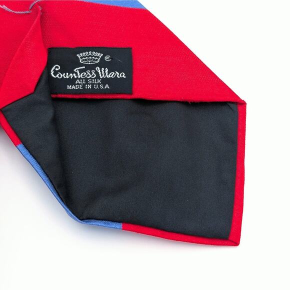 Vintage Countess Mara Tie Slubbed Silk Diagonal Stripe Shantung MCM Made in USA - Picture 6 of 8